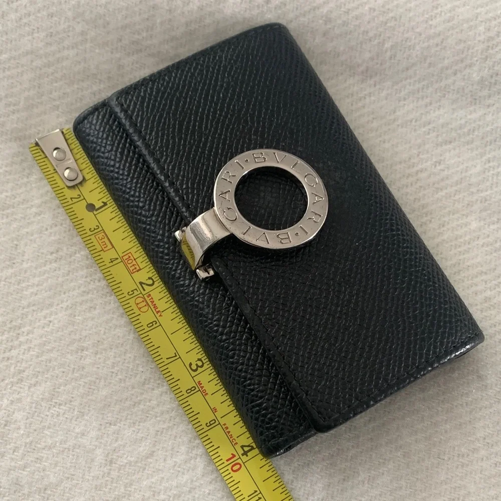 BVLGARI Key Holder Black Textured Leather